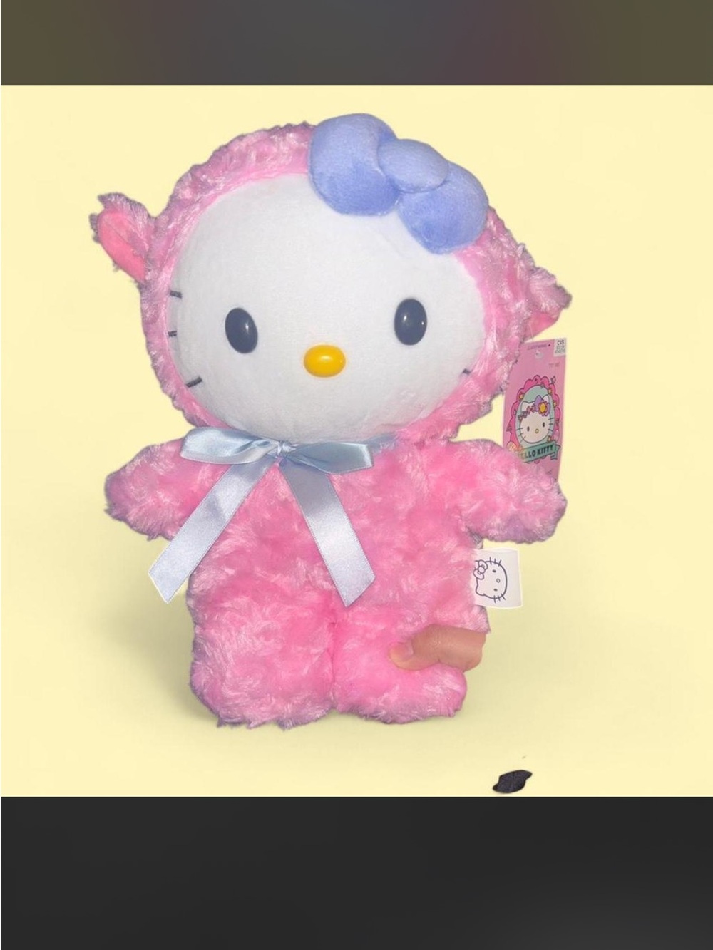Hello Kitty Pink Plush with Blue Bow and Ribbon